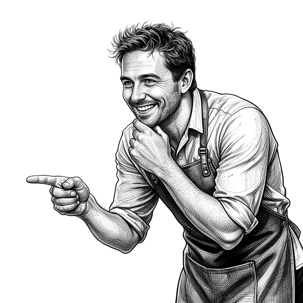 Mason pointing, the LazyLazed maker guiding you through the process